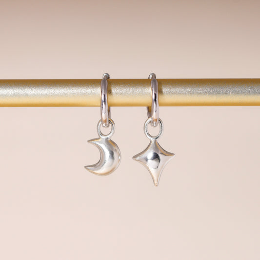 Star Moon Hoop Earrings