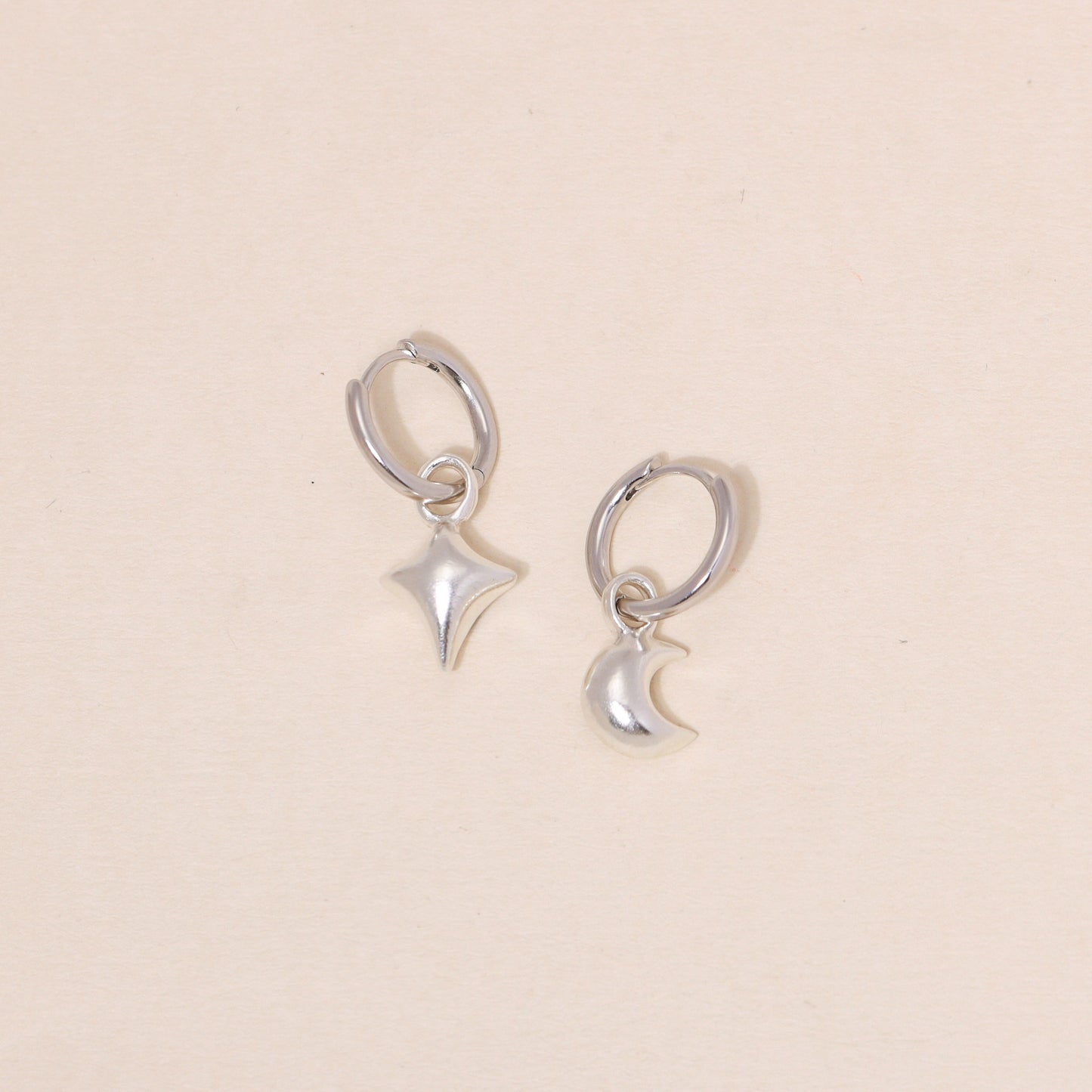 Star Moon Hoop Earrings