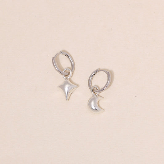 Star Moon Hoop Earrings
