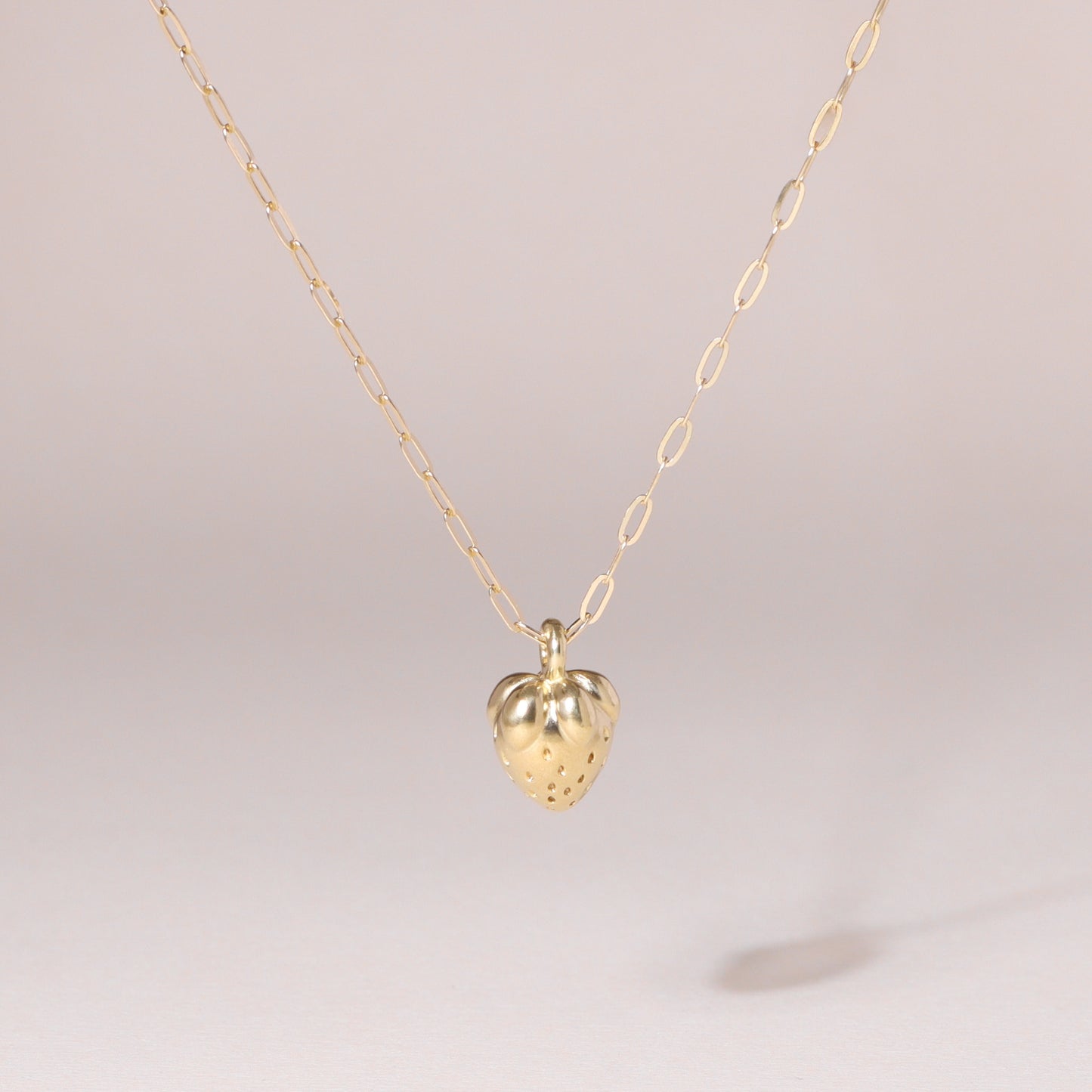 Strawberry Charm Necklace 14K Solid Gold