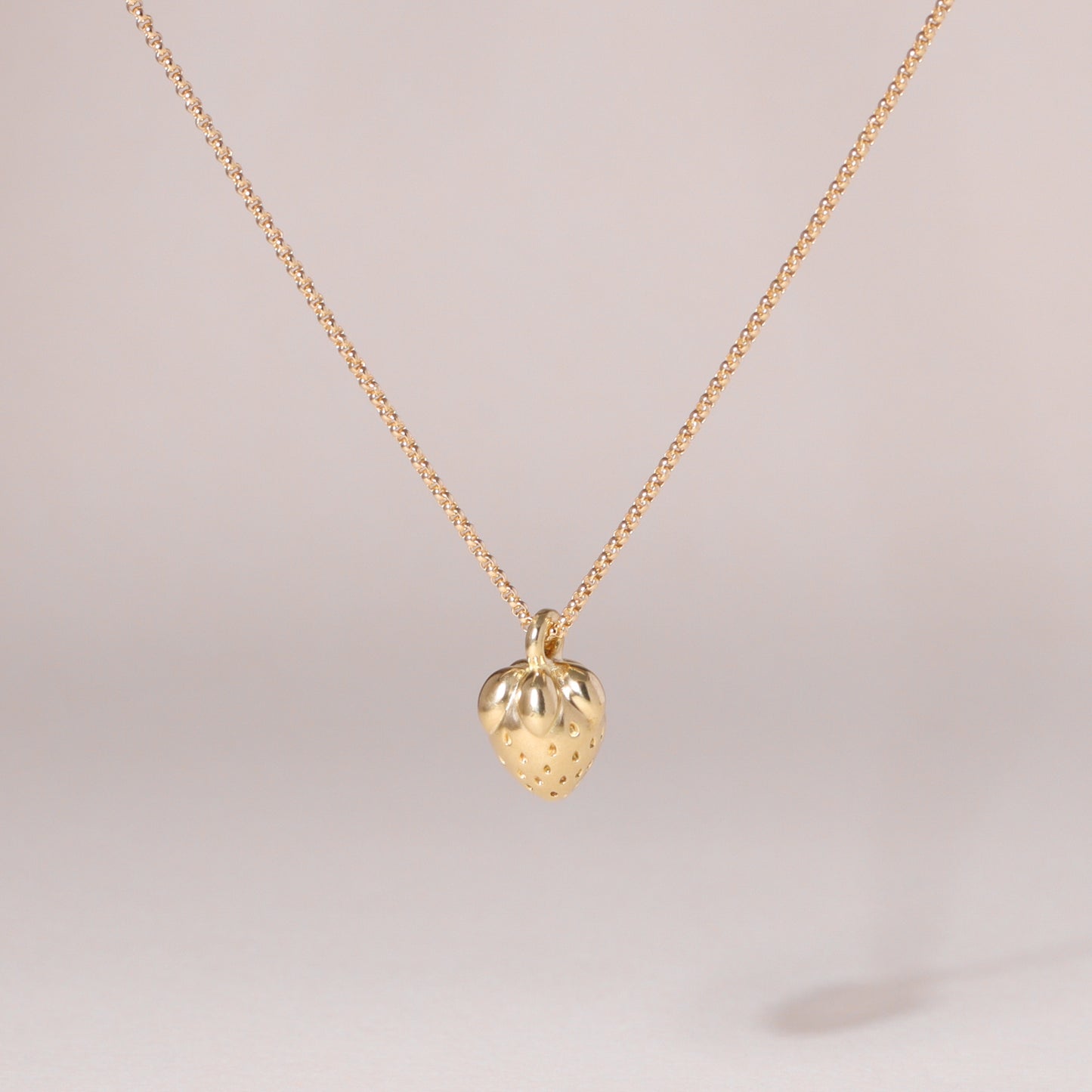 Strawberry Charm Necklace 14K Solid Gold