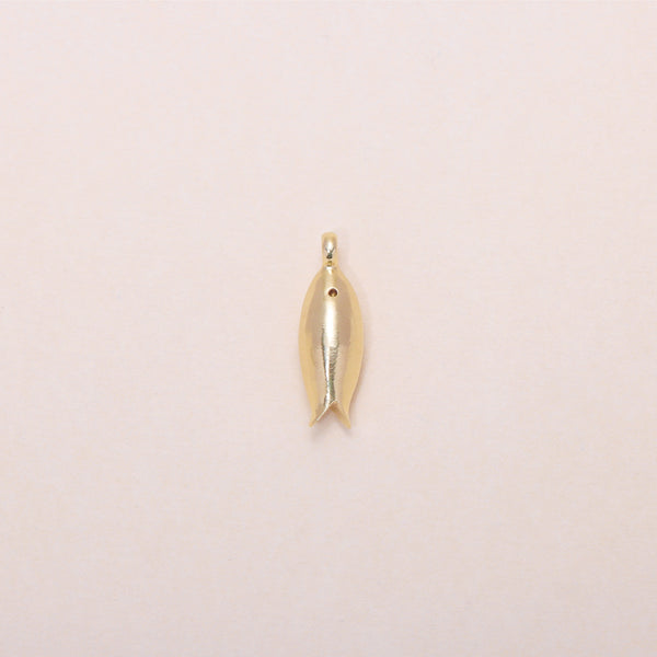 Little Sardine Charm Necklace 14K Solid Gold